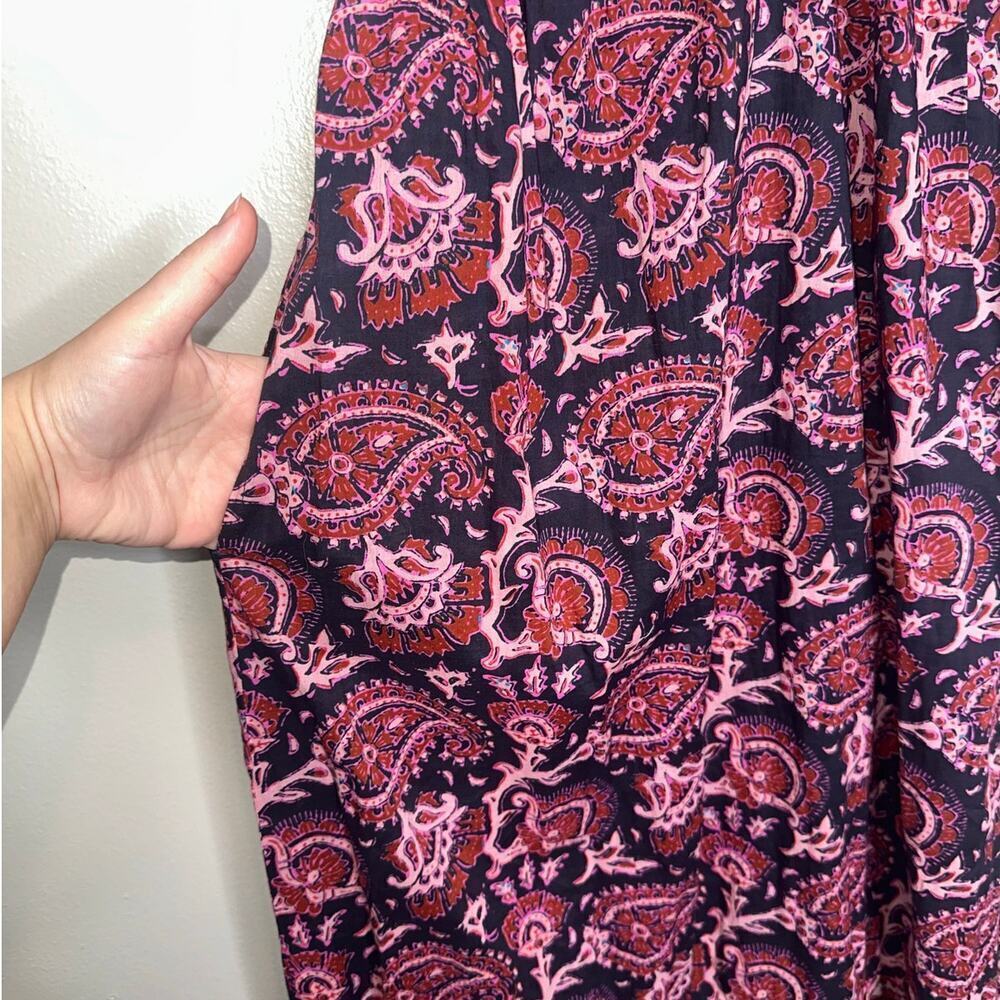 Figue Cosette A-Line Midi Dress Pink Purple Paisley Ruffle Sleeve Small - Picture 6 of 8